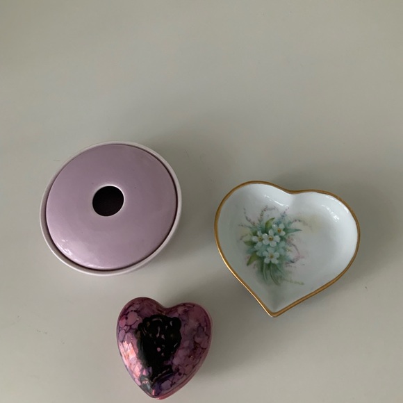 Vintage Ceramic Small Petite Trinket Dishes Heart Round Pink White Home accents - Picture 13 of 14